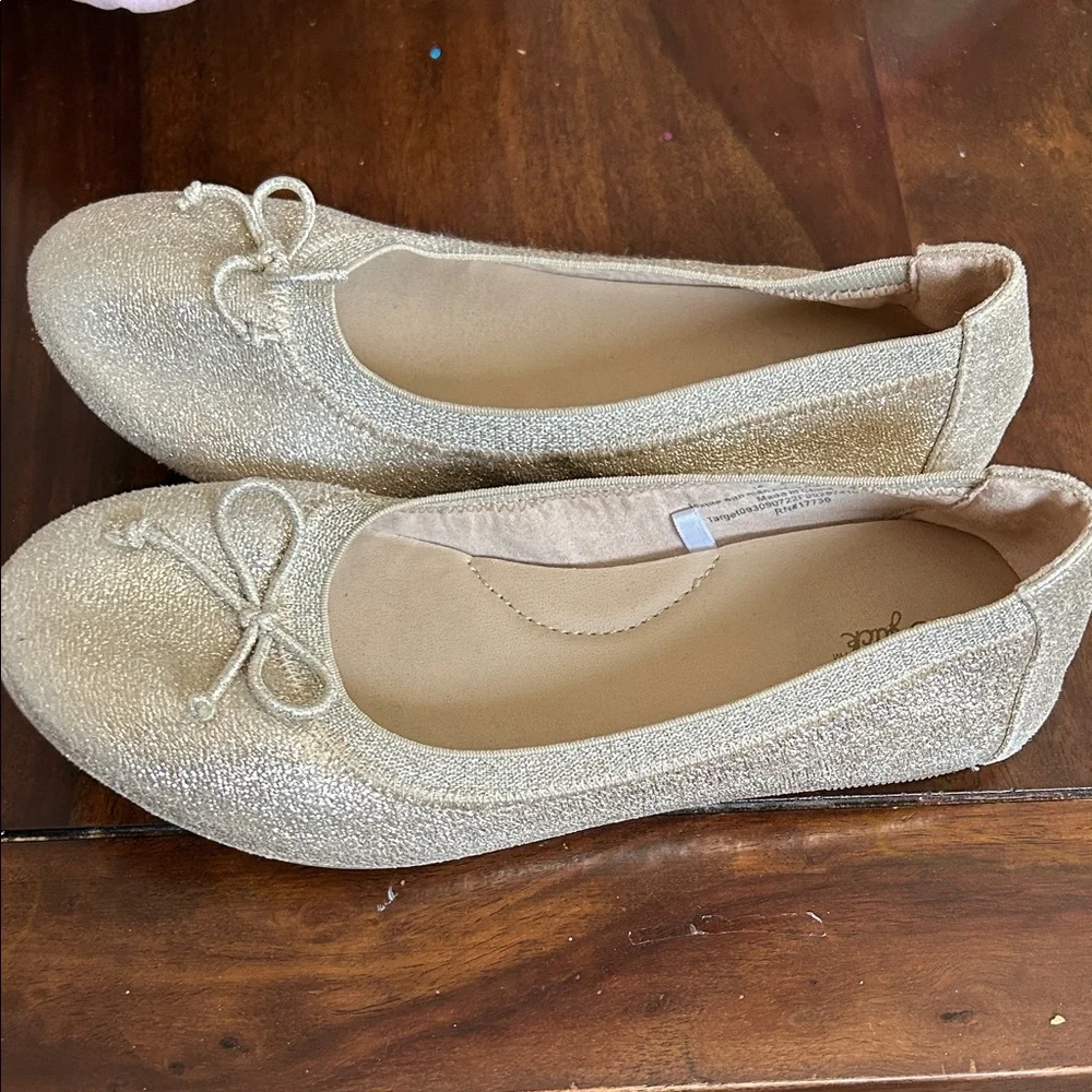 Cat & Jack Glitter Ballet Flats in Champagne Gold
